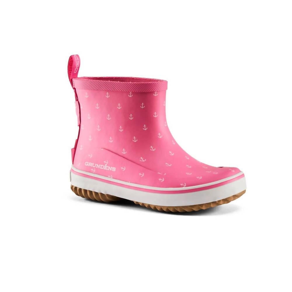 NEW GRUNDENS kid's guppy rain boots in pink anchor